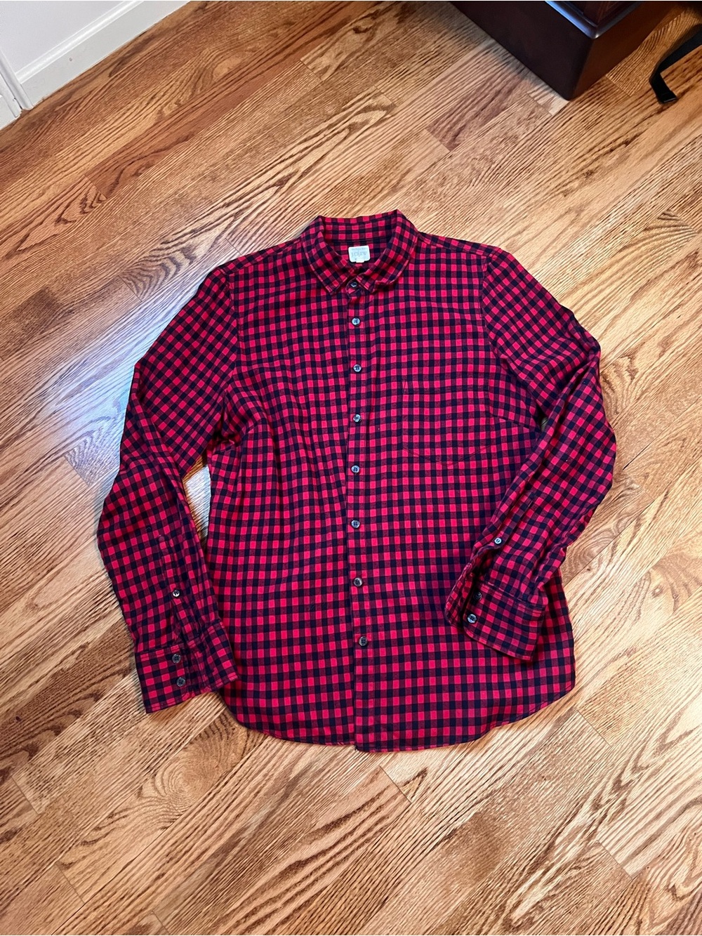 J. Crew Red and Black Check Plaid Button-Down Shirt
